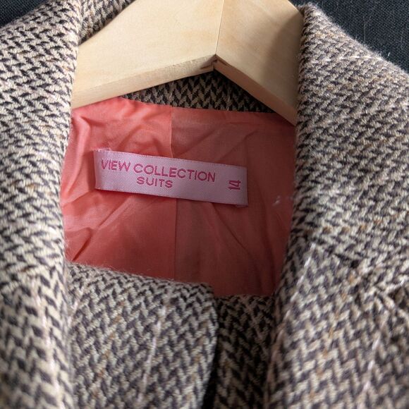 Vintage Y2K View Collection Pantsuit Knit Blazer Herringbone Office Plus Size 14 - Picture 8 of 16